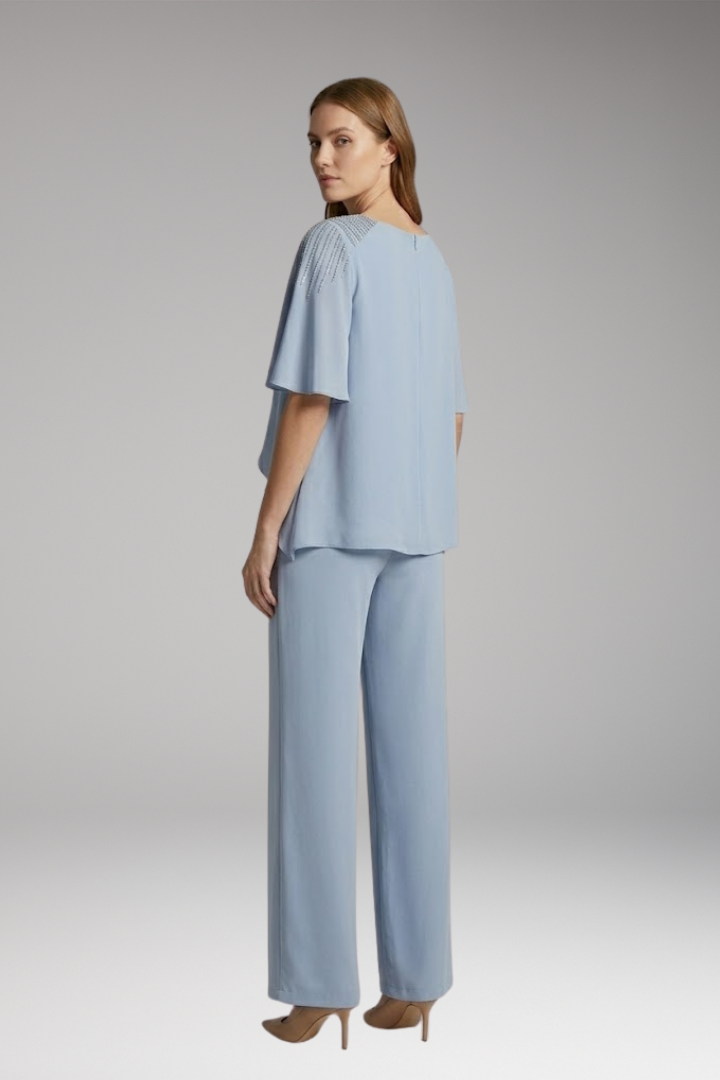 Women's Set with Layered Top and Wide-Leg Pants
