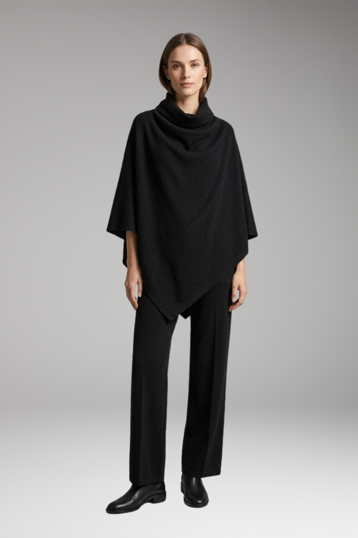Women's Set with Poncho and Wide-Leg Pants
