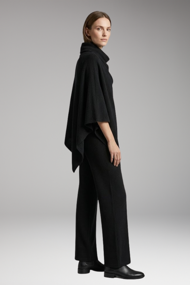 Women's Set with Poncho and Wide-Leg Pants