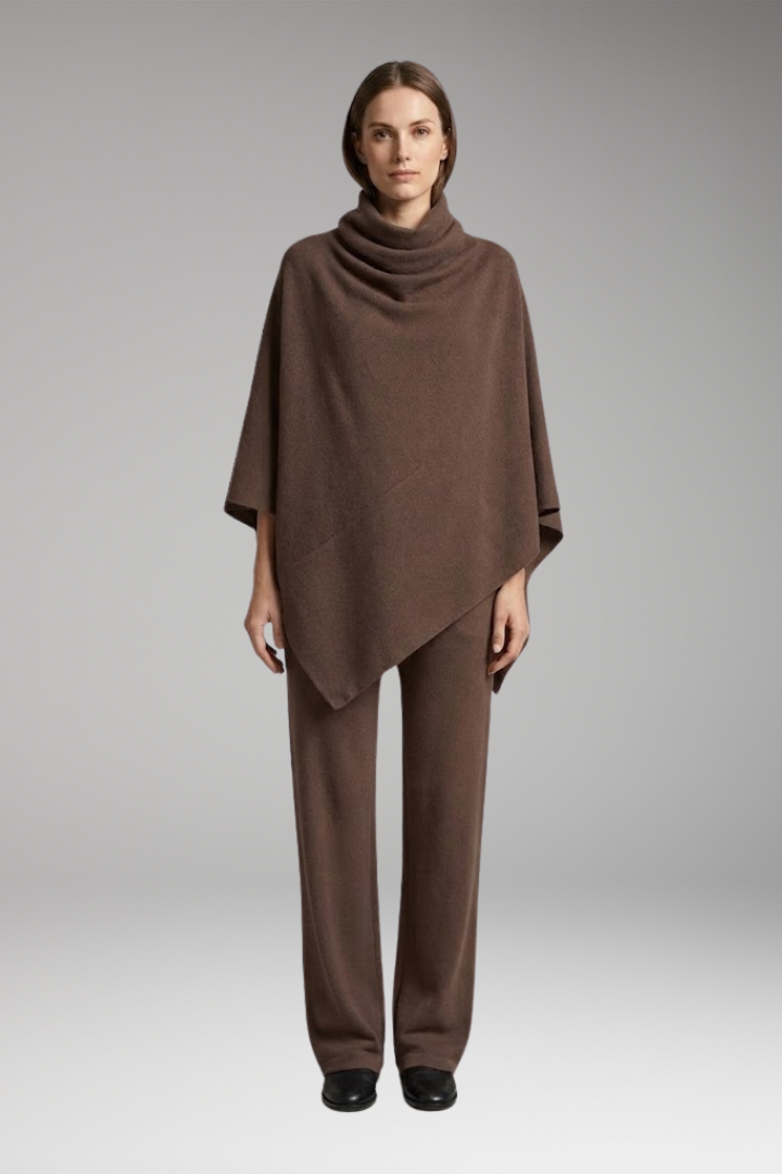 Women's Set with Poncho and Wide-Leg Pants