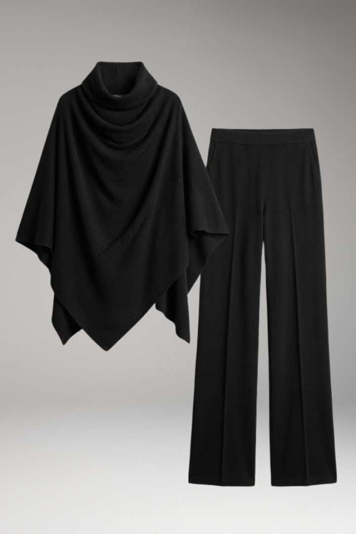 Women's Set with Poncho and Wide-Leg Pants