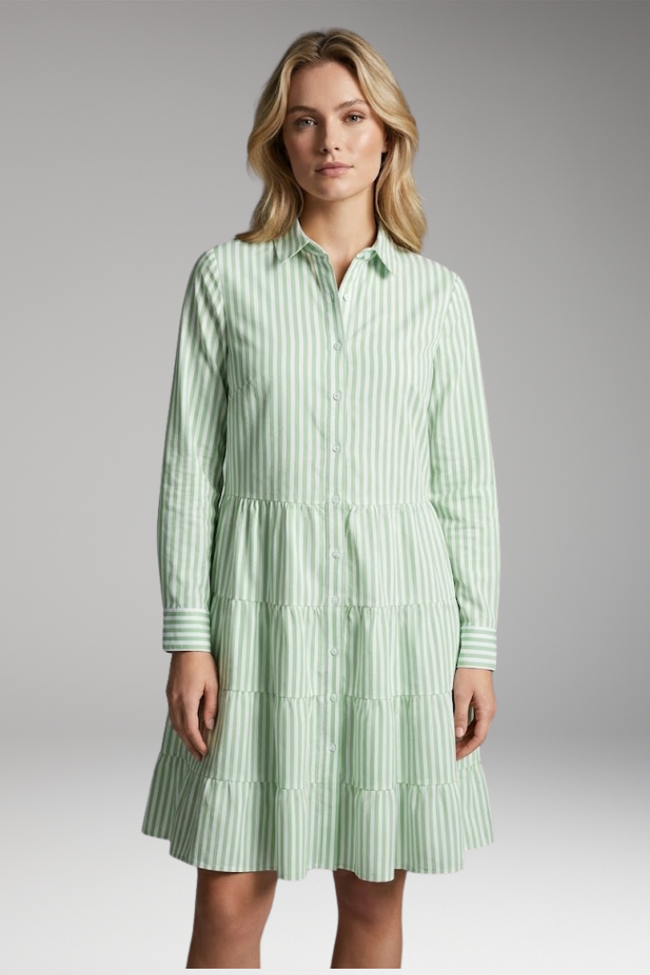 Women's Shirt Dress with Collar and Button Front