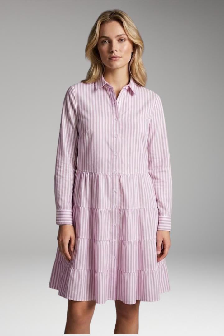 Women's Shirt Dress with Collar and Button Front