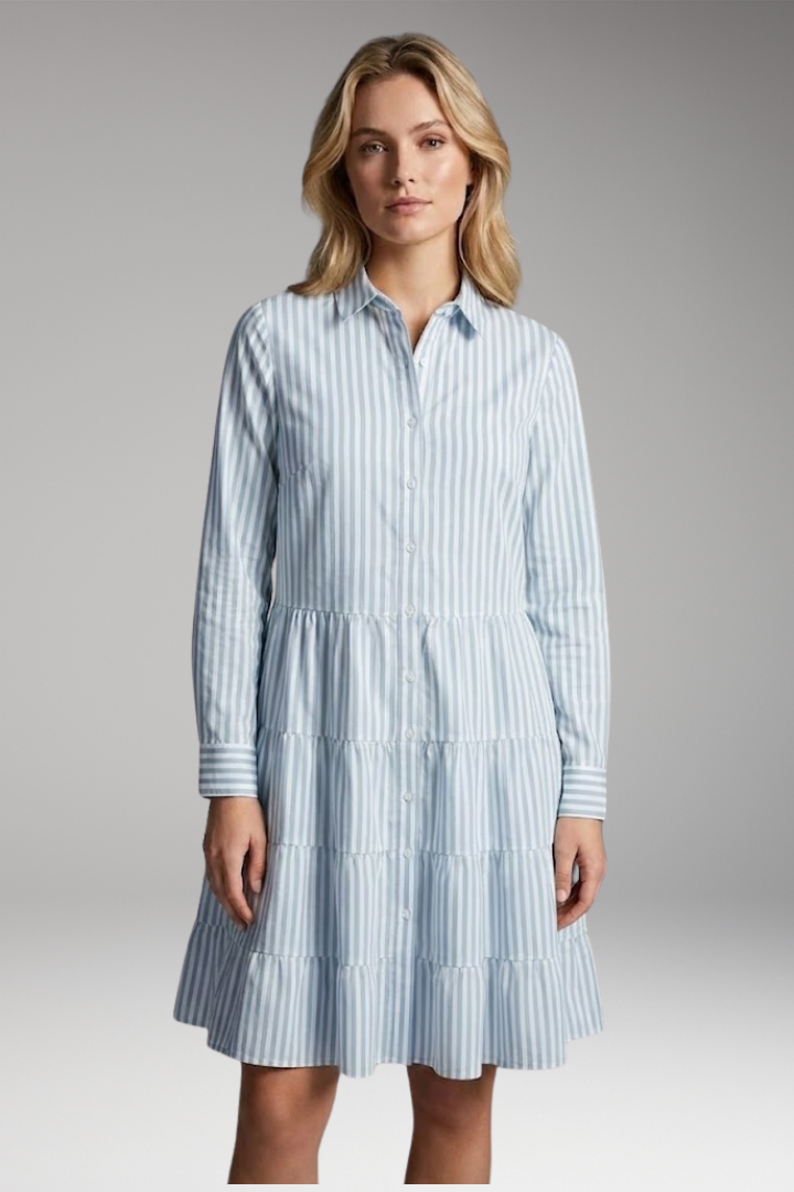 Women's Shirt Dress with Collar and Button Front