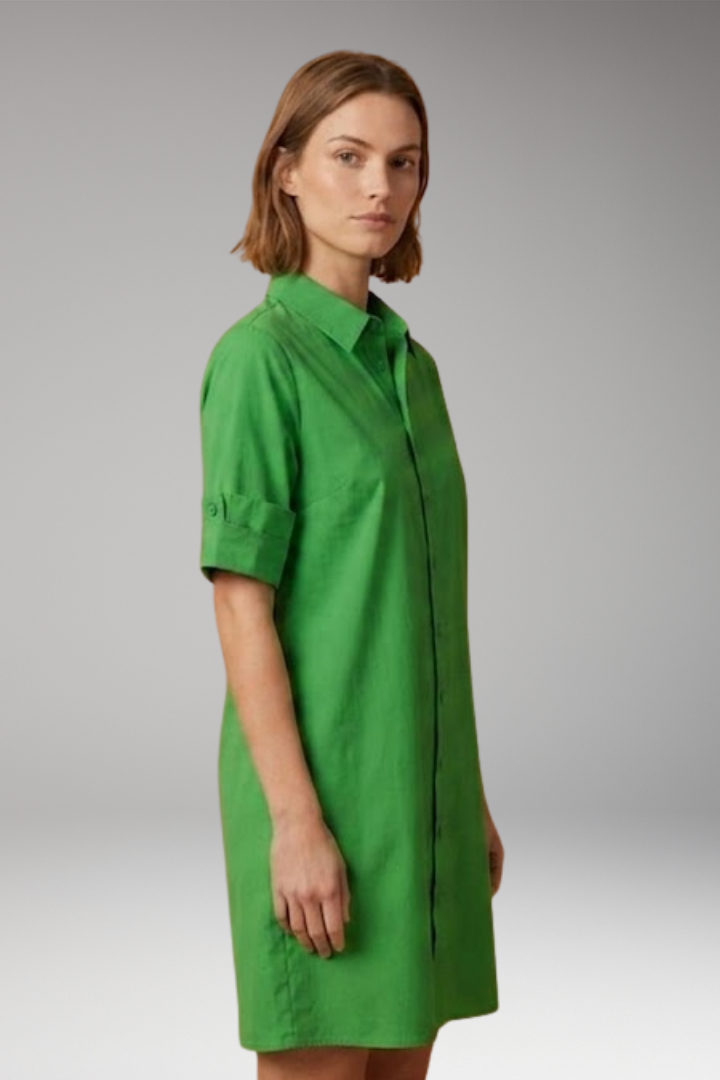 Women's Shirt Dress with Relaxed Silhouette and Button Closure