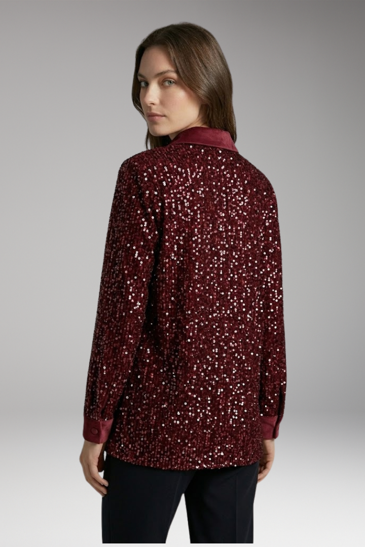 Women's Shirt with Button Closure and Sequin Embellishment