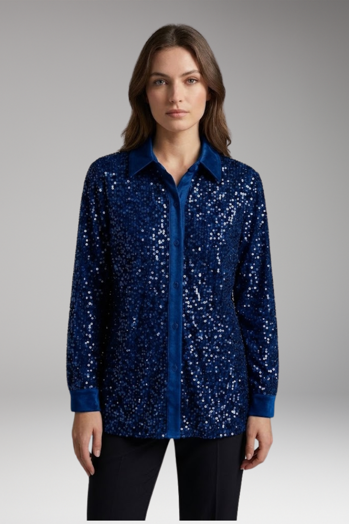 Women's Shirt with Button Closure and Sequin Embellishment