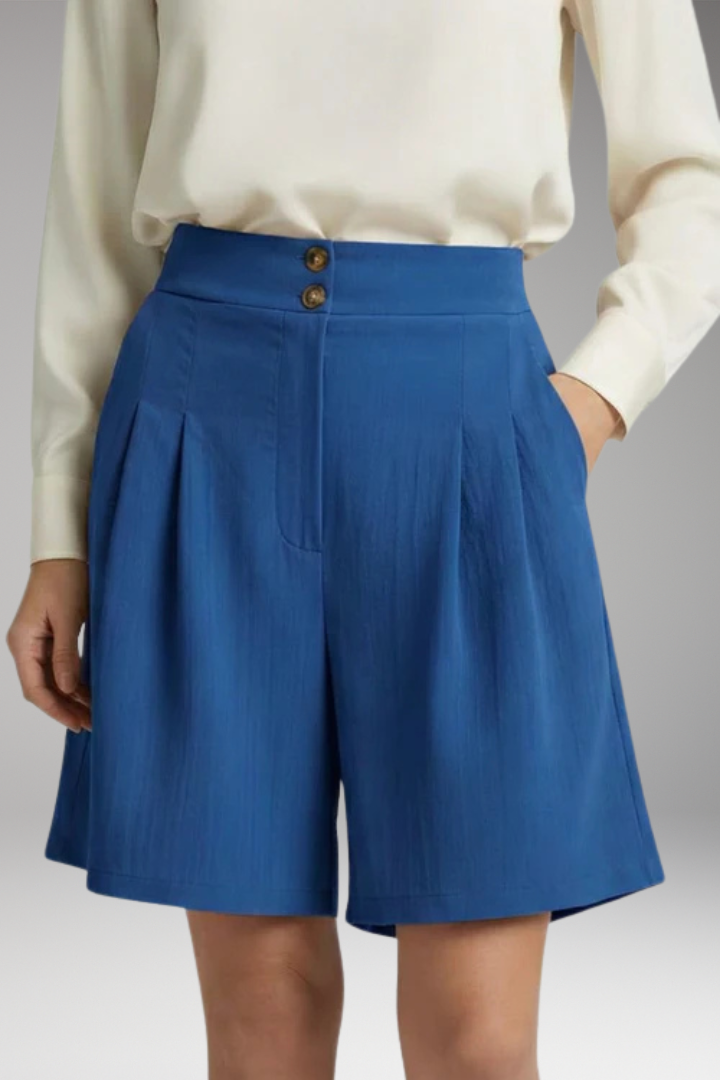 Women's Shorts with High Waist and Button Closure
