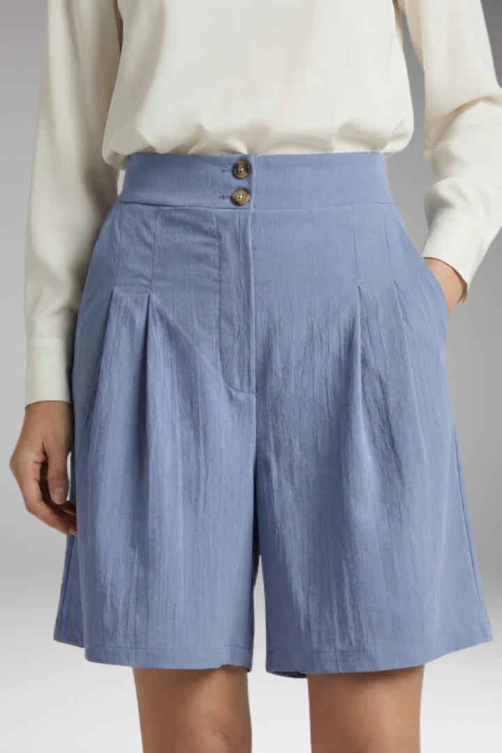 Women's Shorts with High Waist and Button Closure
