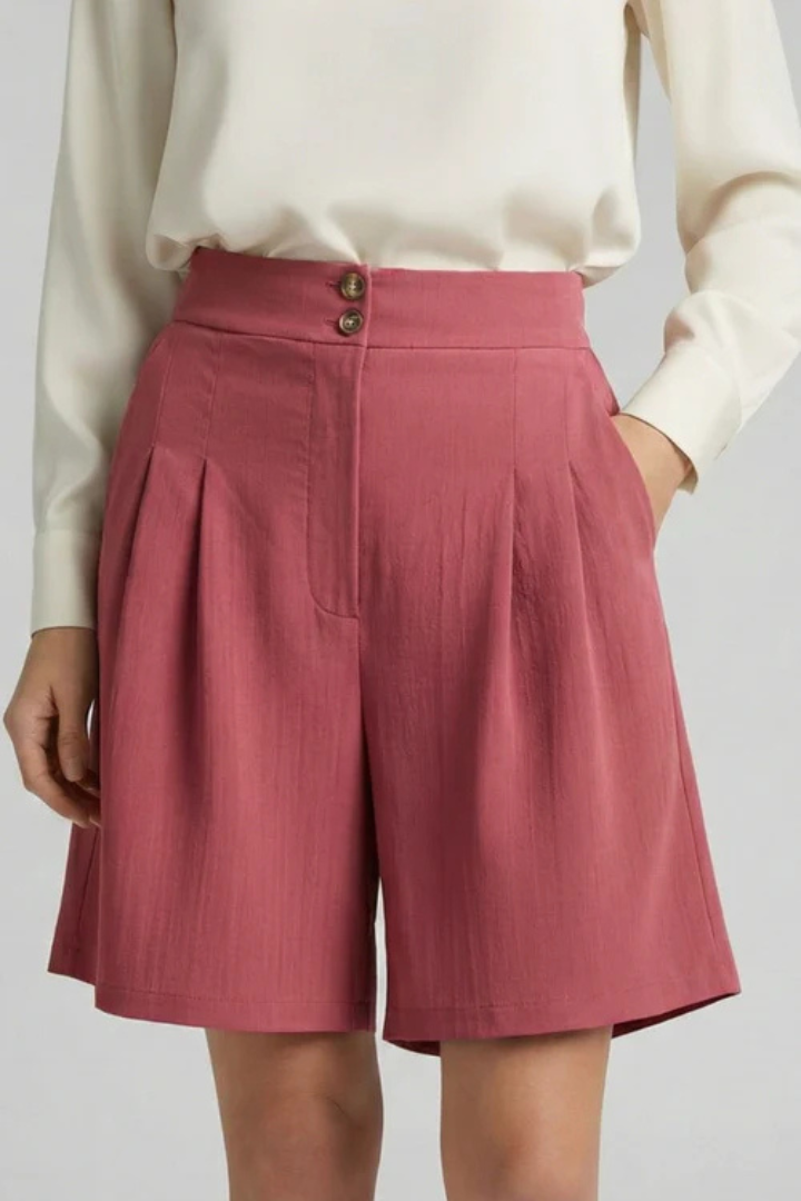 Women's Shorts with High Waist and Button Closure