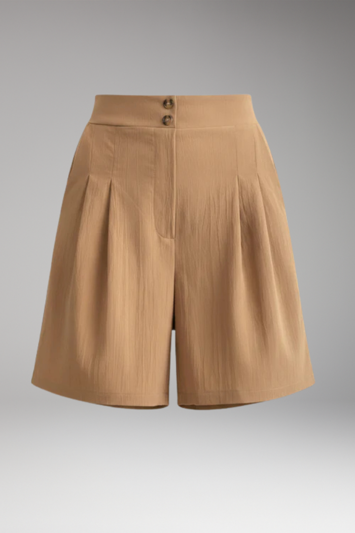 Women's Shorts with High Waist and Button Closure