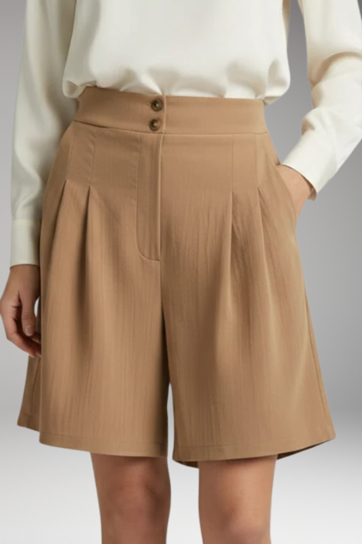 Women's Shorts with High Waist and Button Closure