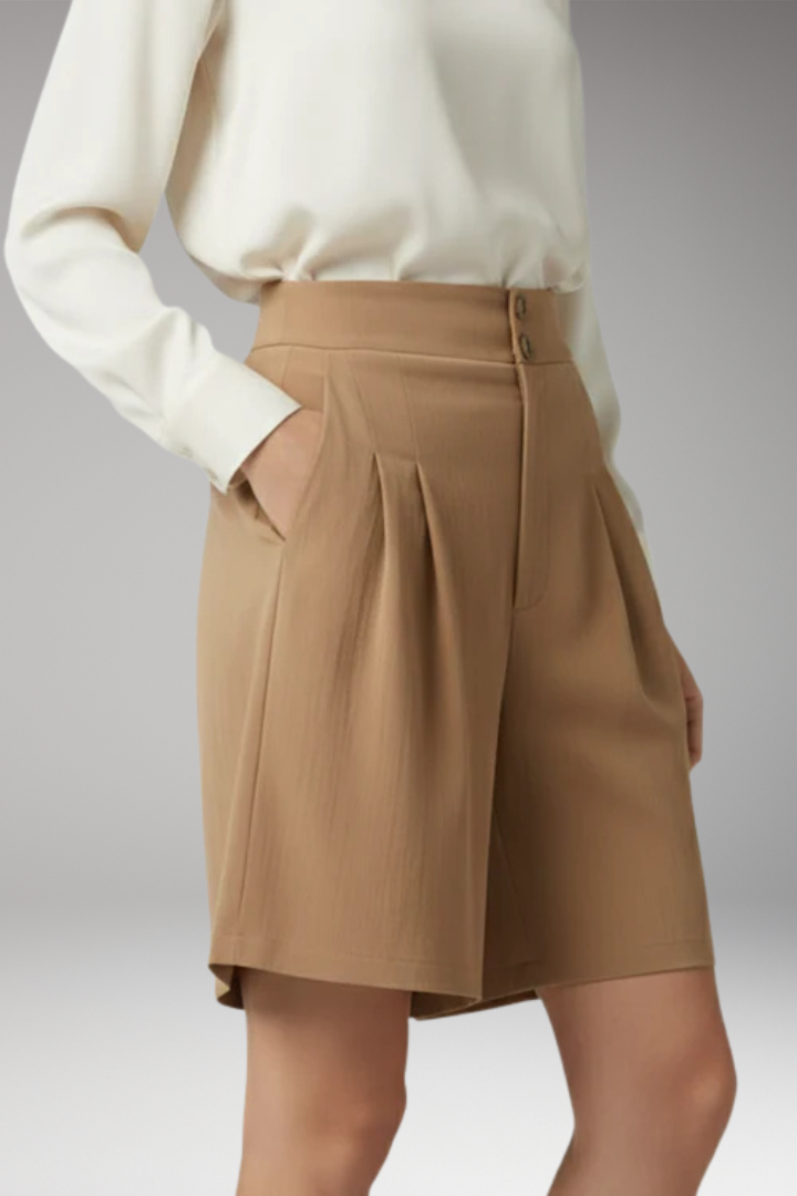 Women's Shorts with High Waist and Button Closure