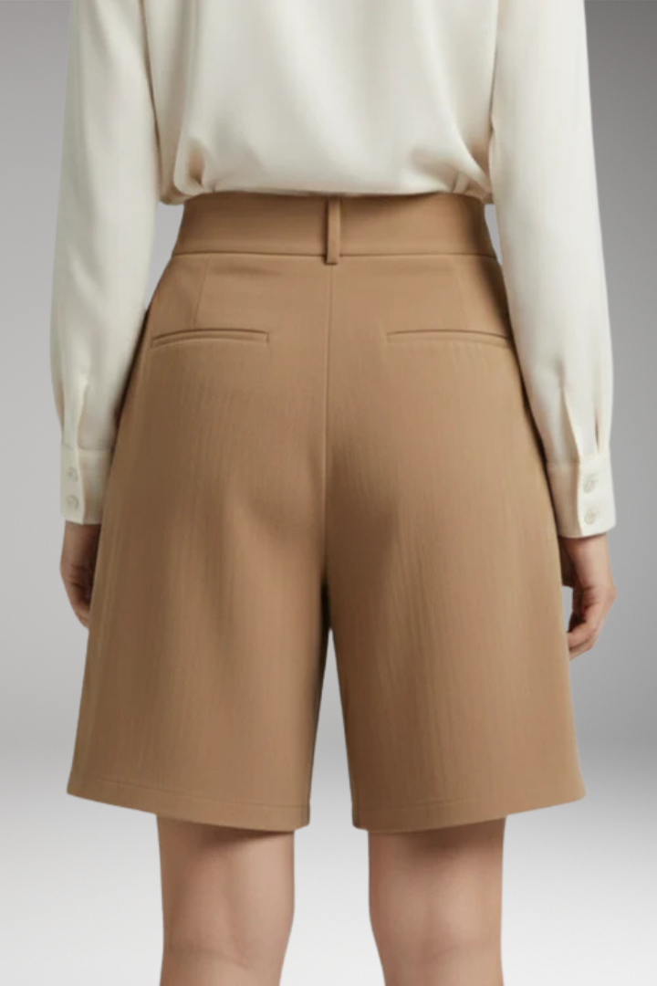 Women's Shorts with High Waist and Button Closure