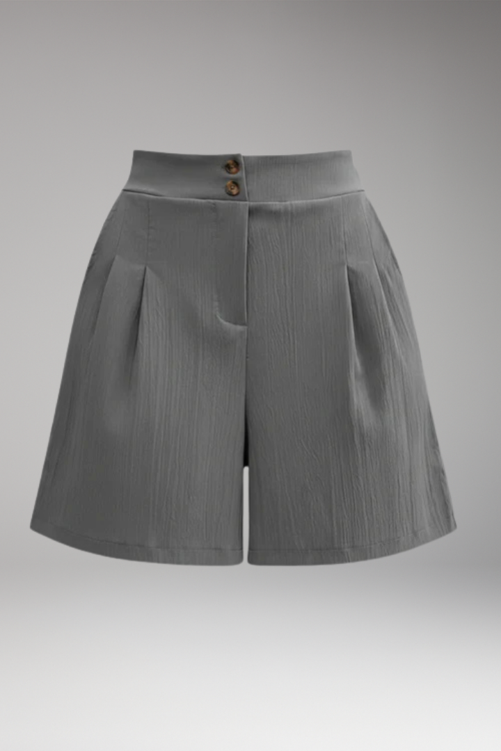 Women's Shorts with High Waist and Button Placket