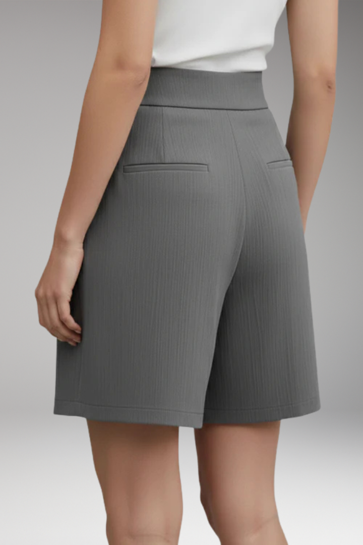 Women's Shorts with High Waist and Button Placket