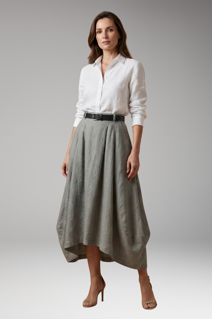 Women's Skirt with Asymmetrical Draped Design