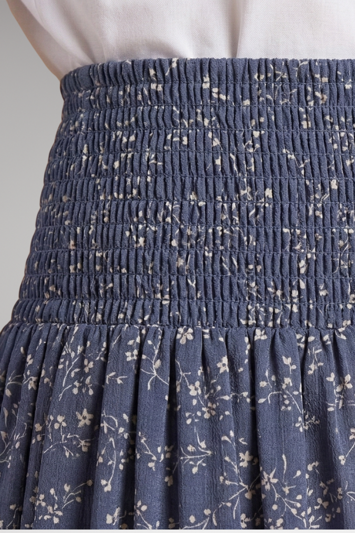 Women's Skirt with Elastic Waist and Floral Print