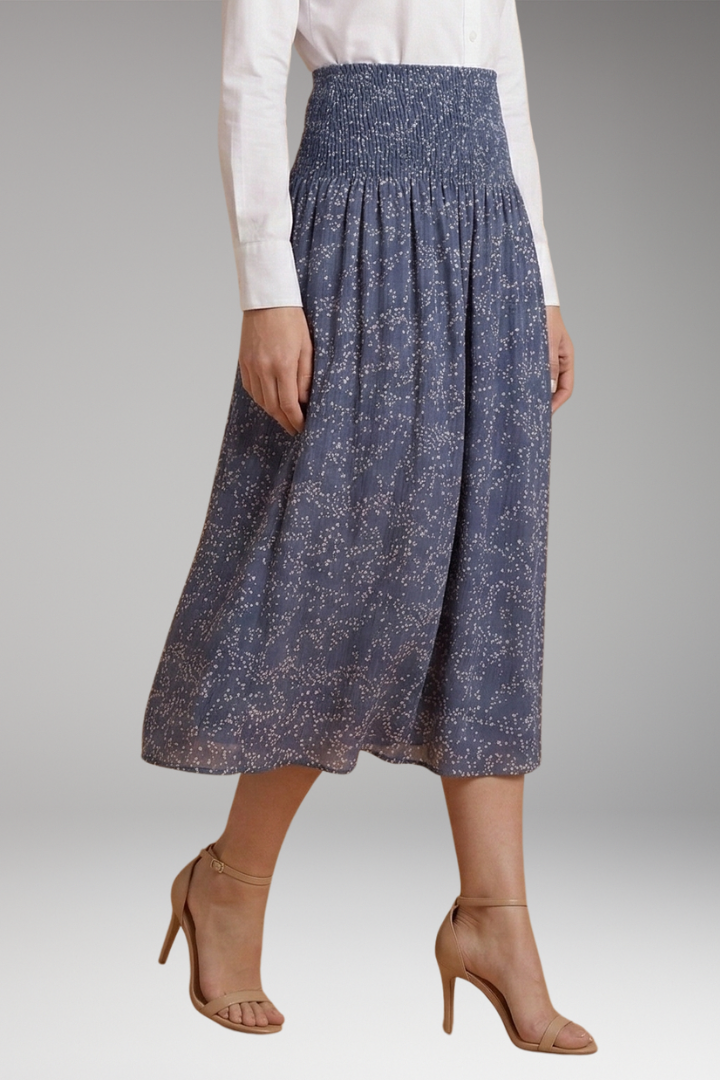 Women's Skirt with Elastic Waist and Floral Print