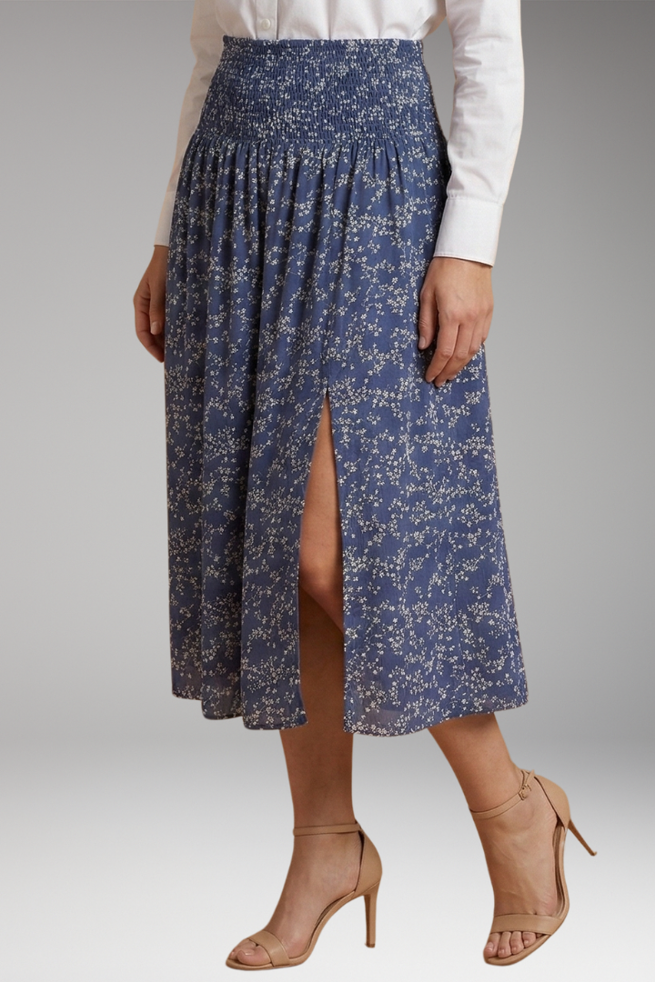 Women's Skirt with Elastic Waist and Floral Print