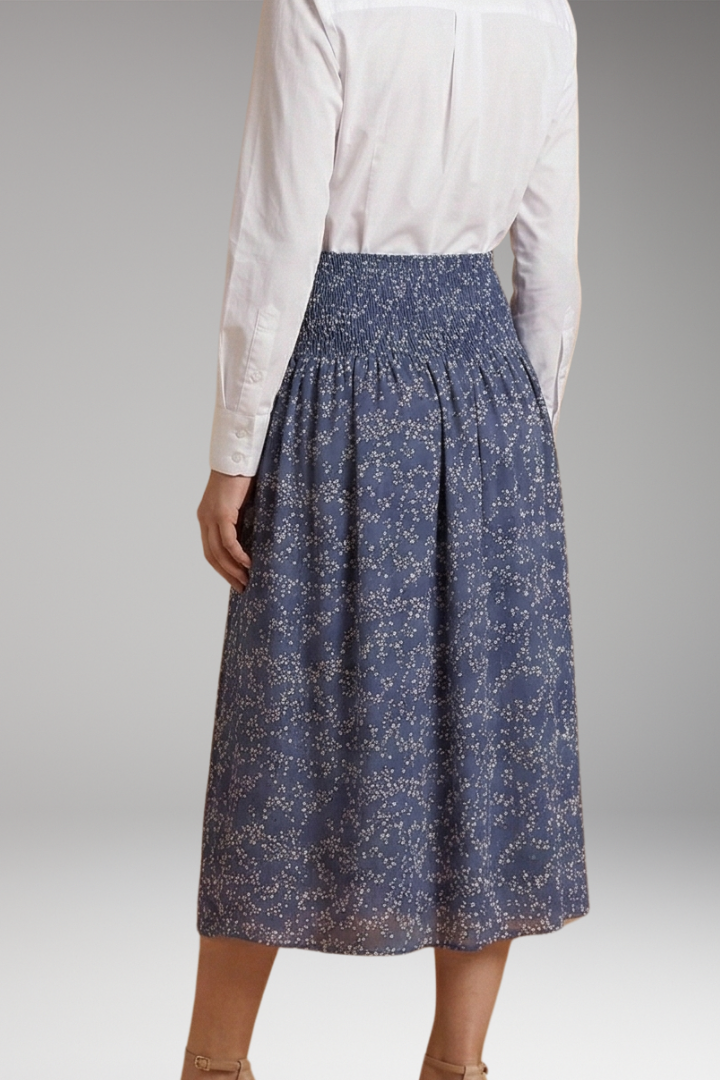 Women's Skirt with Elastic Waist and Floral Print