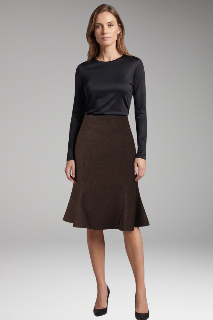 Women's Skirt with High-Waist and Knee-Length
