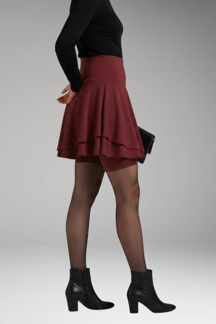 Women's Skirt with High-Waist and Layered Design