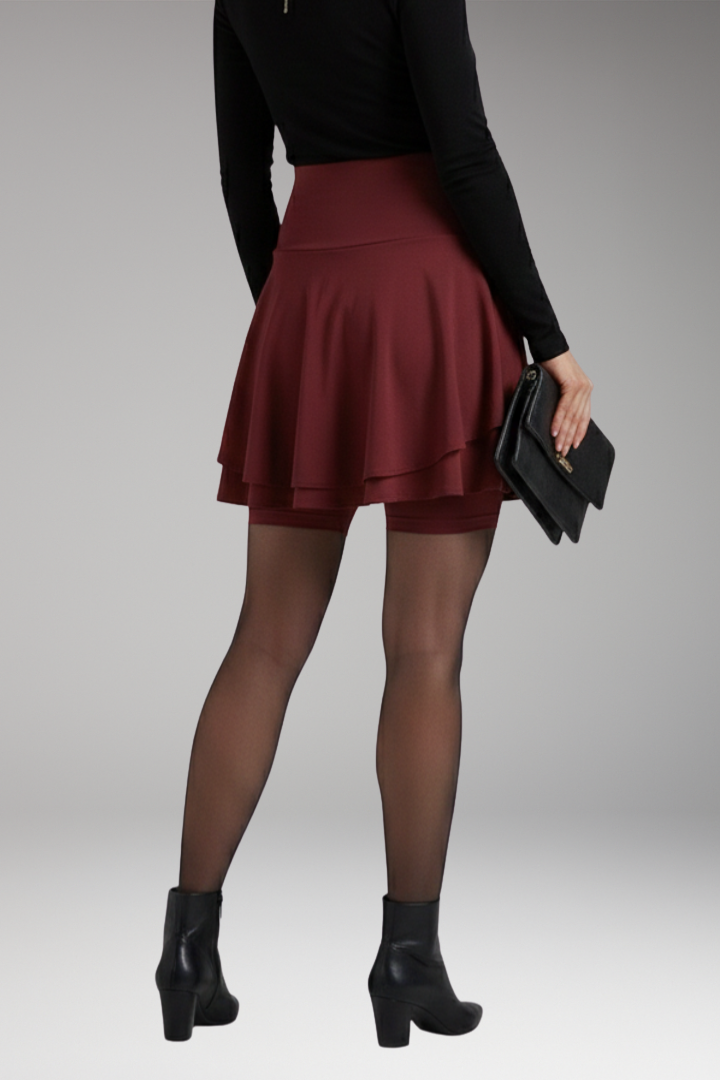 Women's Skirt with High-Waist and Layered Design