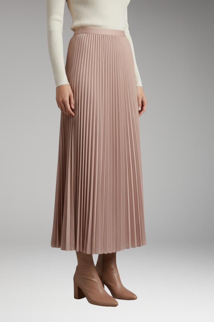 Women's Skirt with High-Waist and Pleated Design