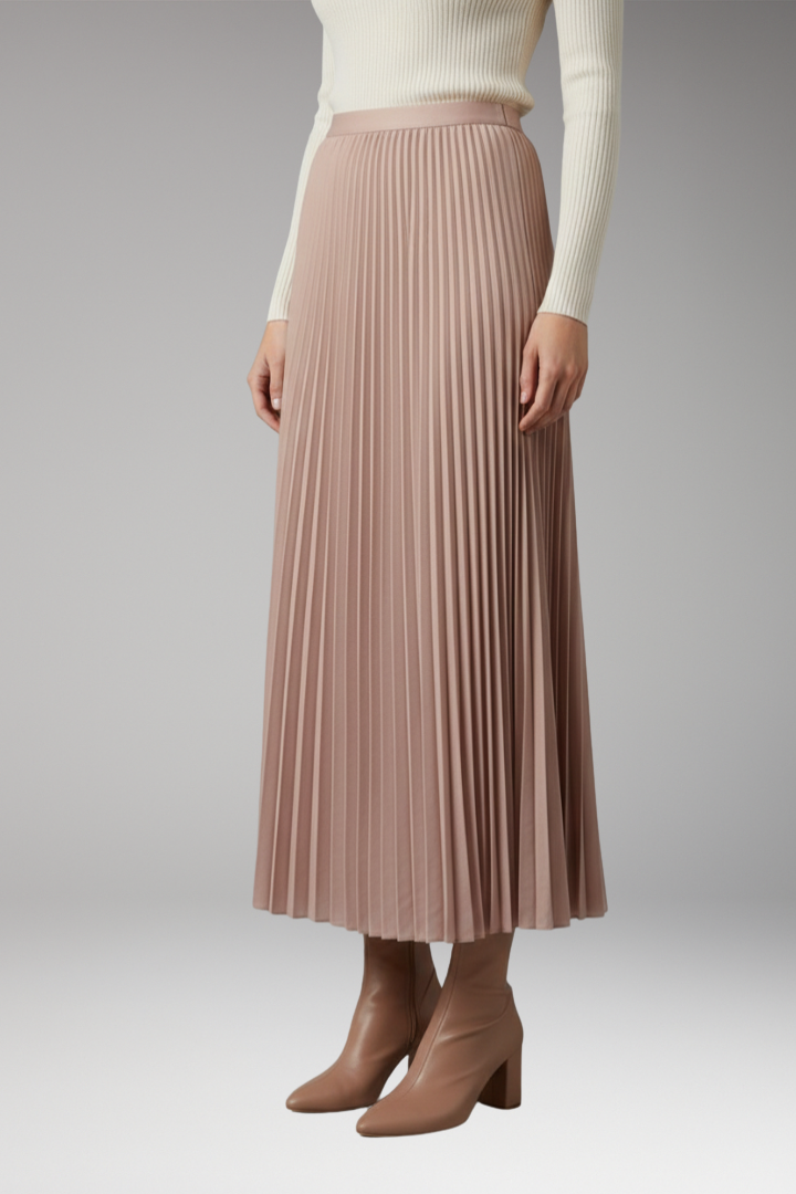 Women's Skirt with High-Waist and Pleated Design