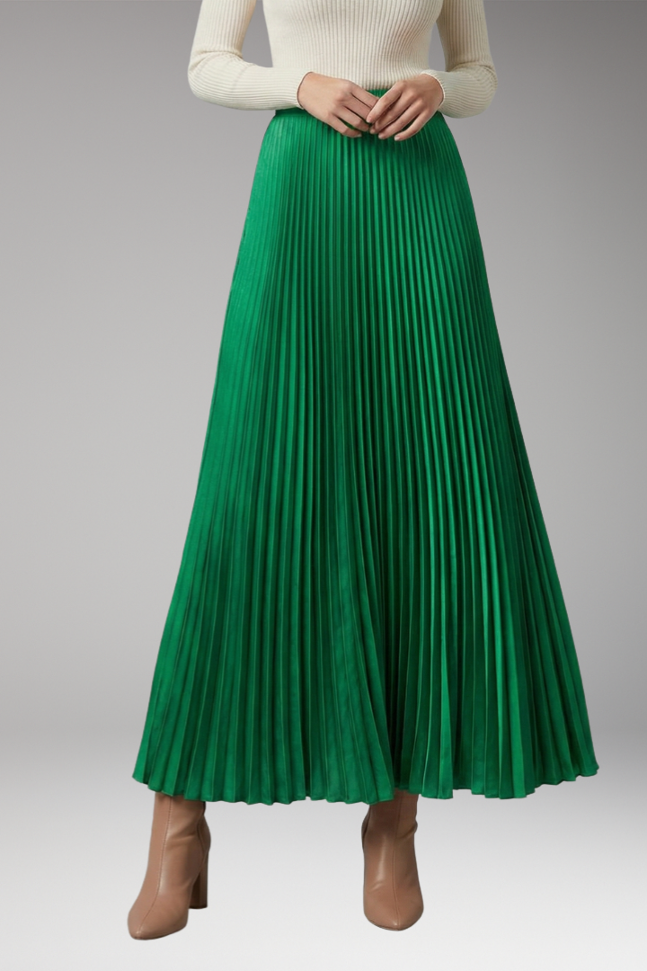 Women's Skirt with High-Waist and Pleated Design
