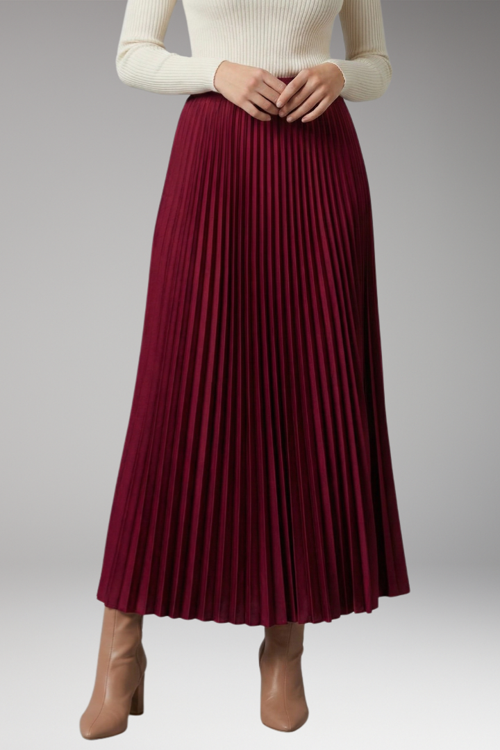 Women's Skirt with High-Waist and Pleated Design