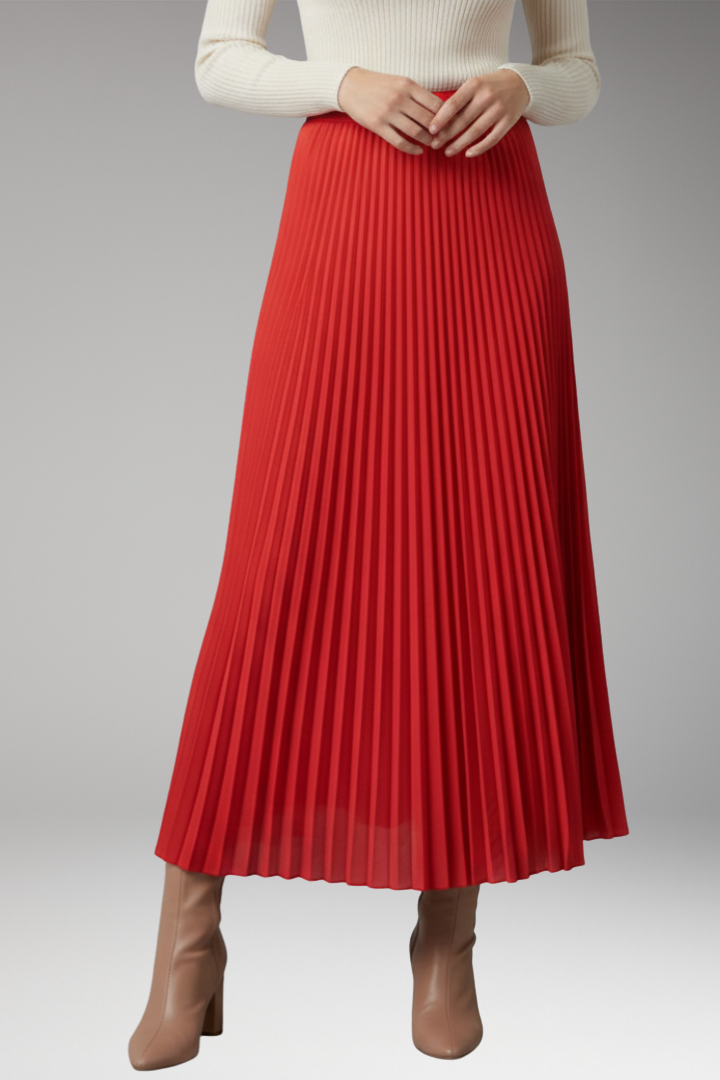 Women's Skirt with High-Waist and Pleated Design