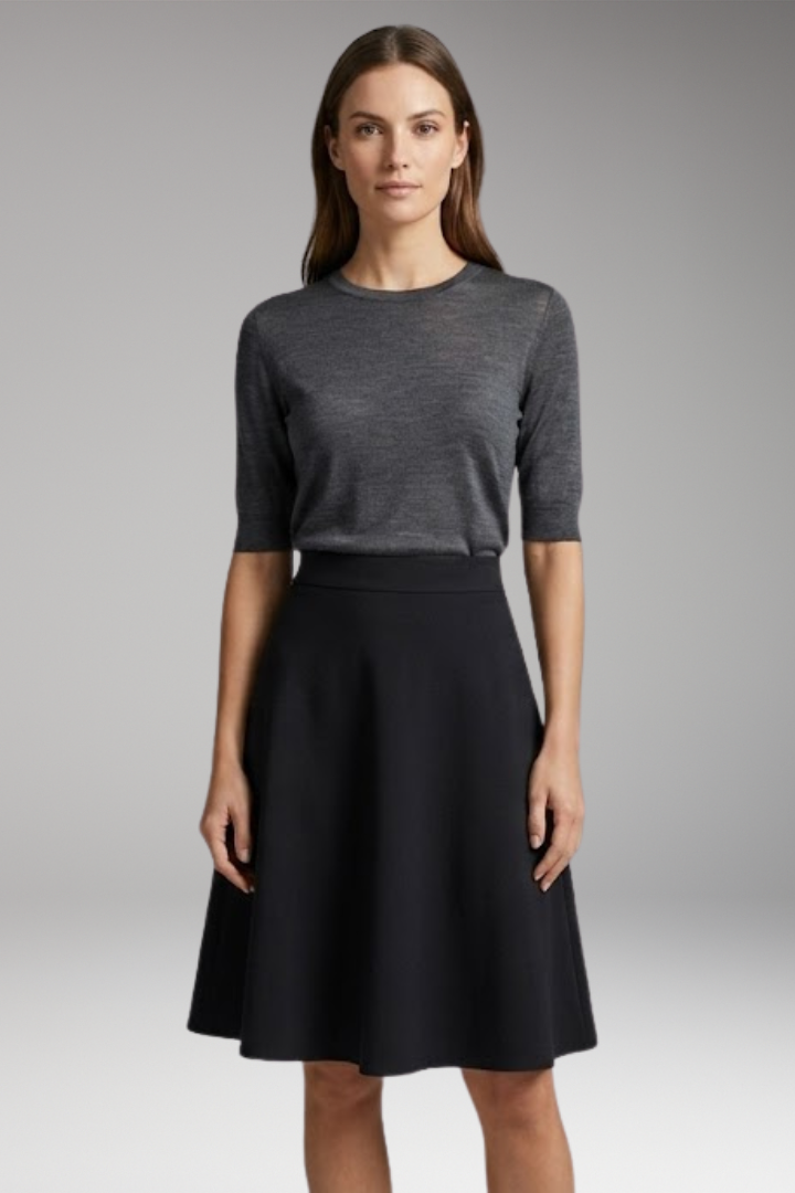 Women's Skirt with High Waist and Knee-Length