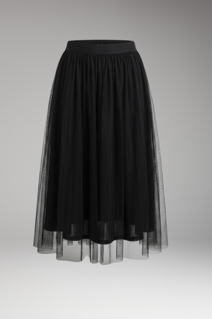 Women's Skirt with High Waist and Layered Tulle