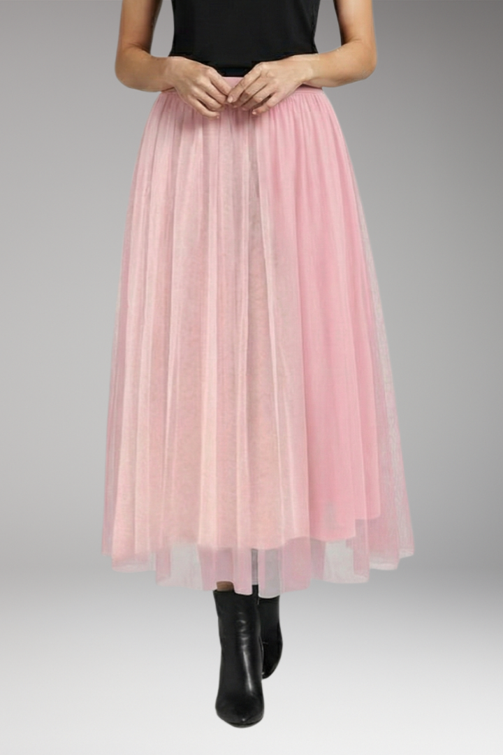 Women's Skirt with High Waist and Layered Tulle