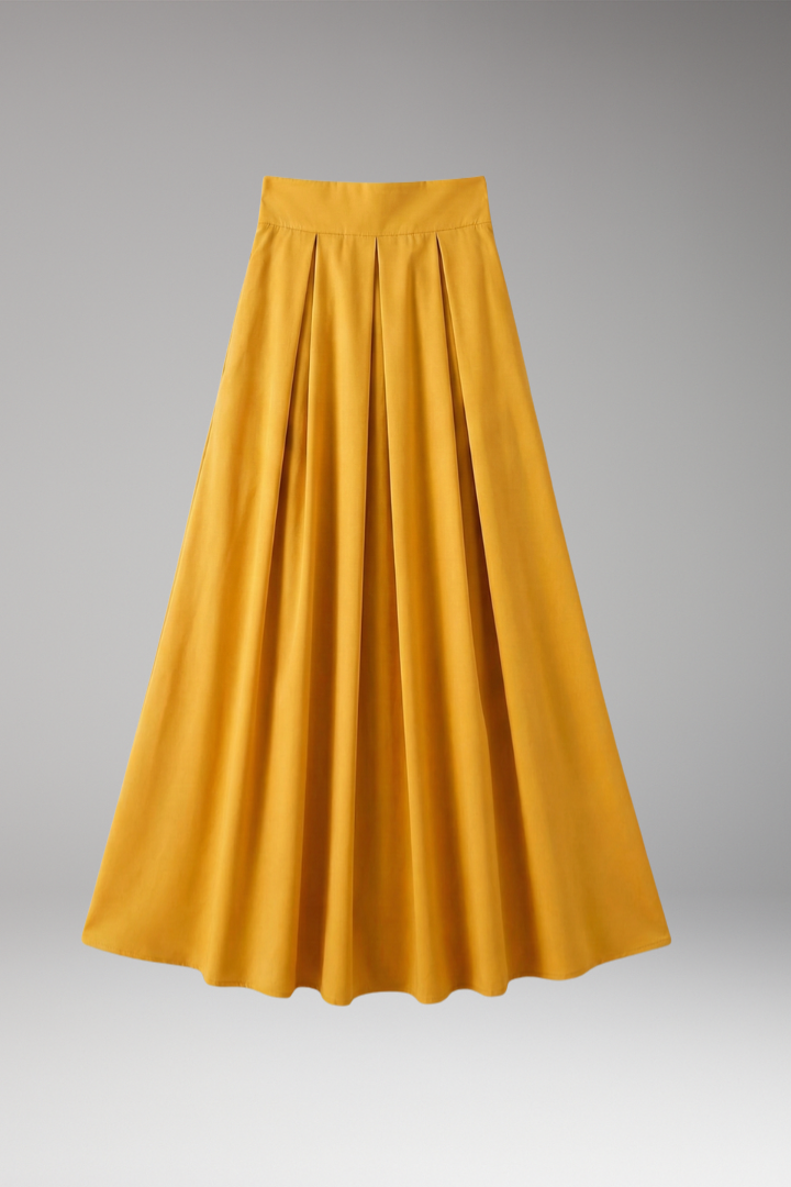 Women's Skirt with High Waist and Pleated Design