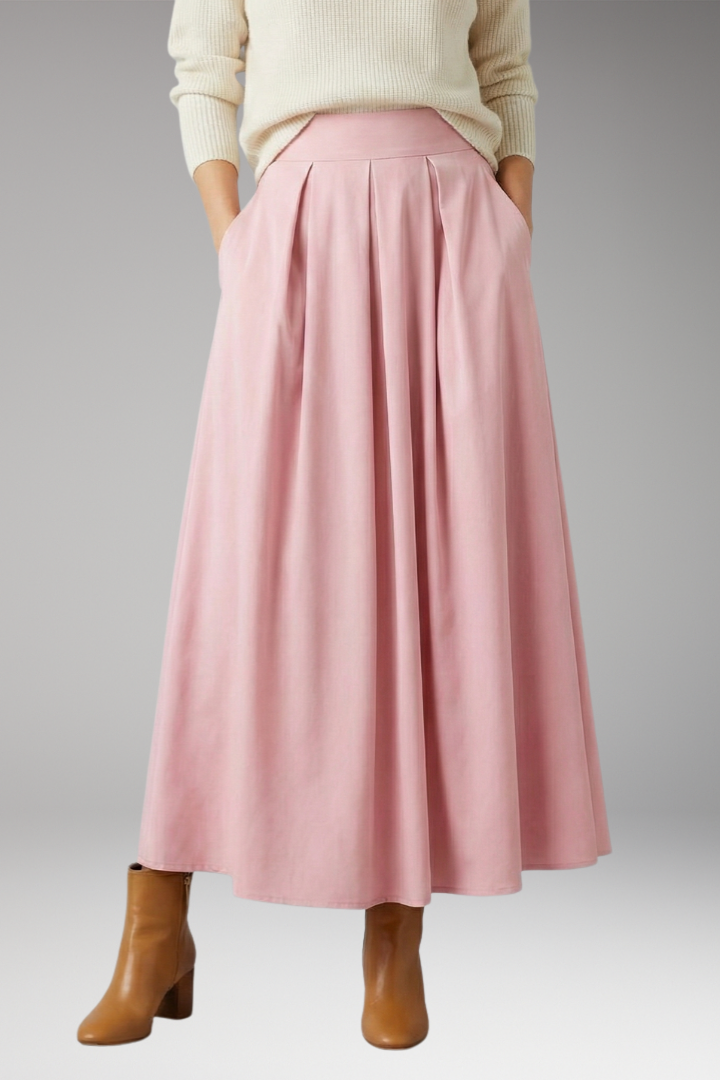 Women's Skirt with High Waist and Pleated Design