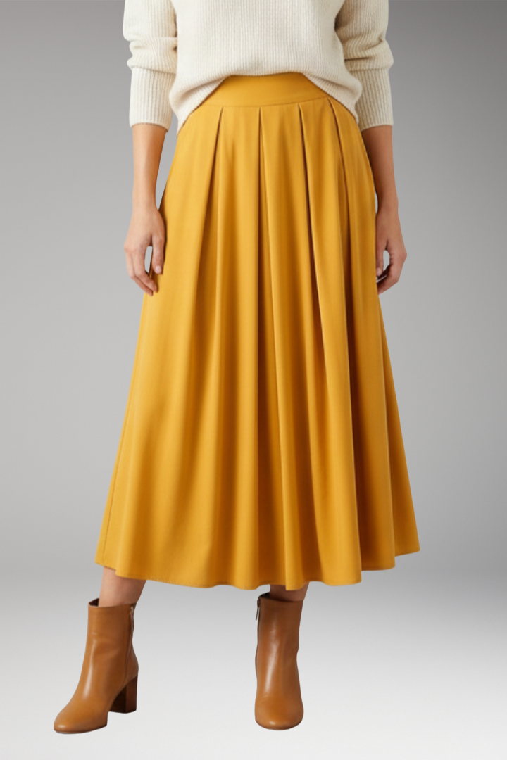Women's Skirt with High Waist and Pleated Design