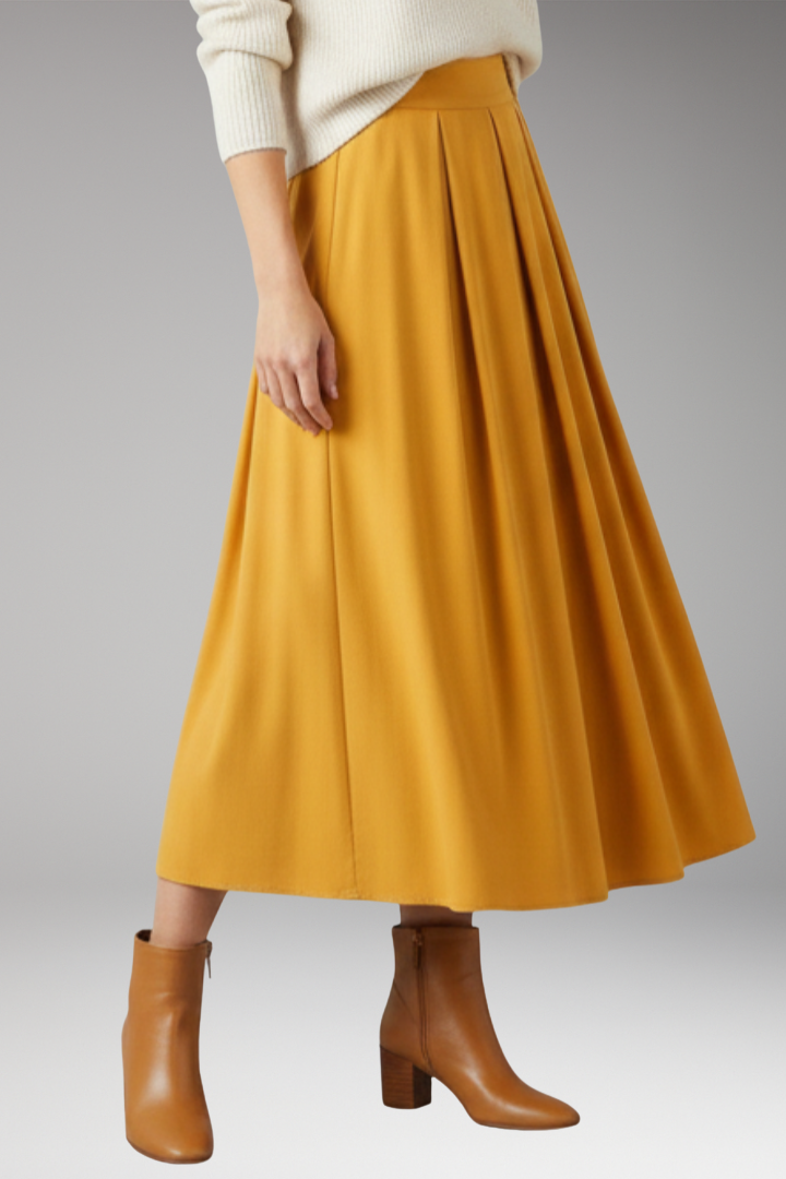 Women's Skirt with High Waist and Pleated Design