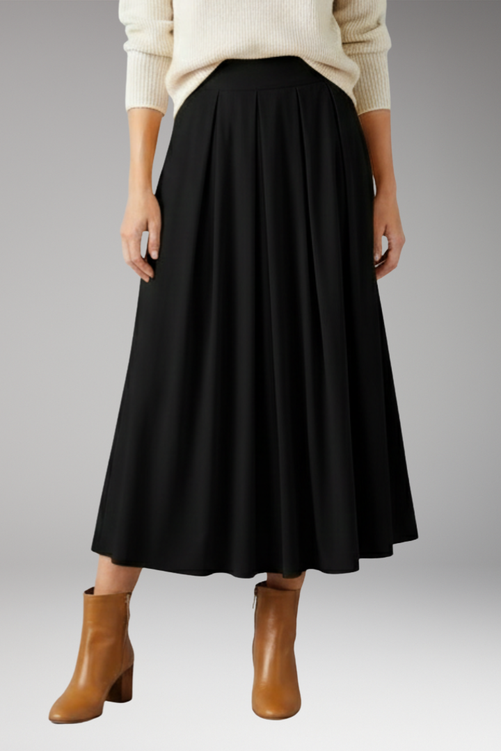 Women's Skirt with High Waist and Pleated Design