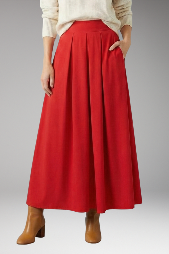 Women's Skirt with High Waist and Pleated Design