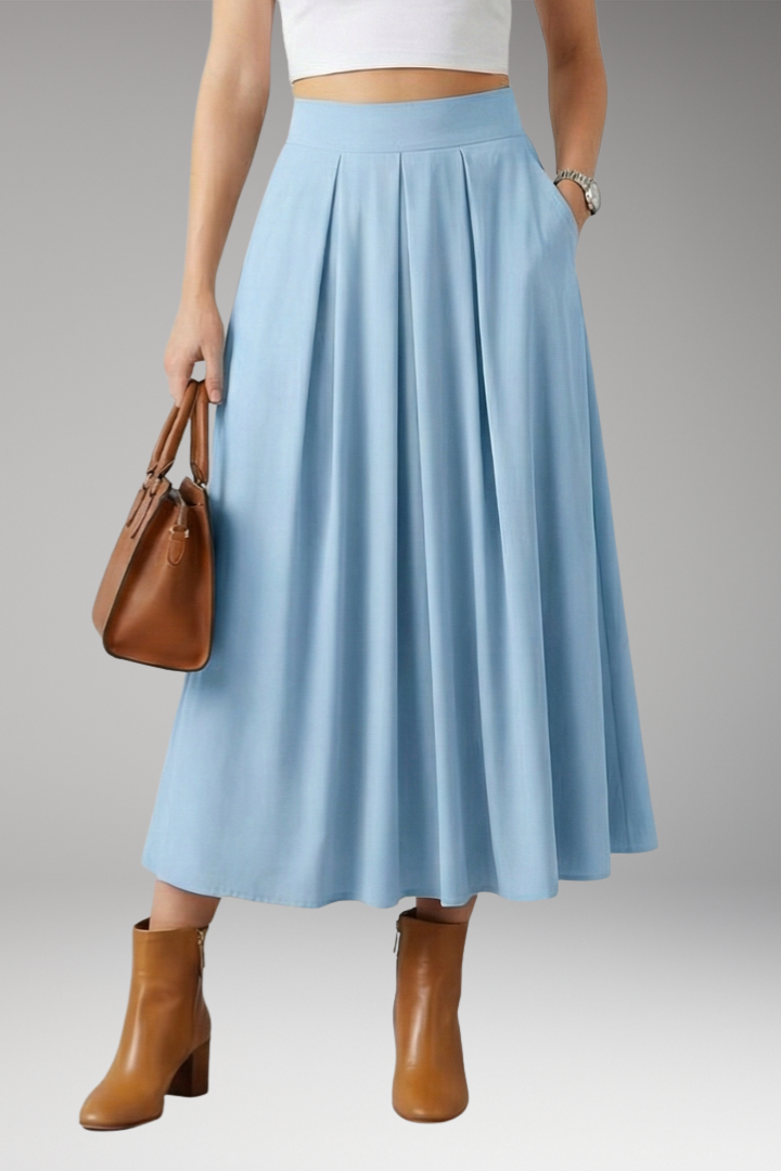 Women's Skirt with High Waist and Pleated Design