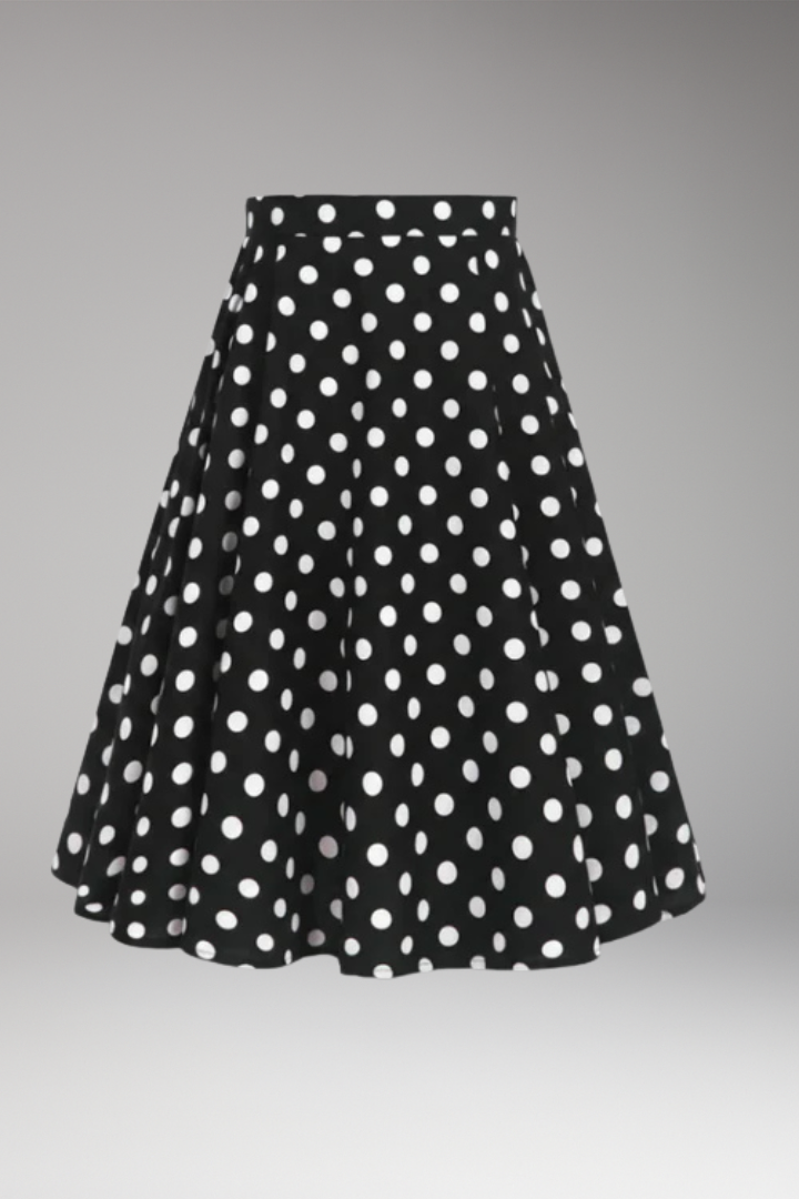 Women's Skirt with High Waist and Polka Dots