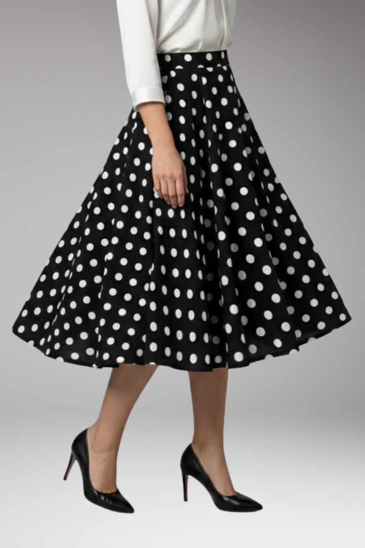 Women's Skirt with High Waist and Polka Dots