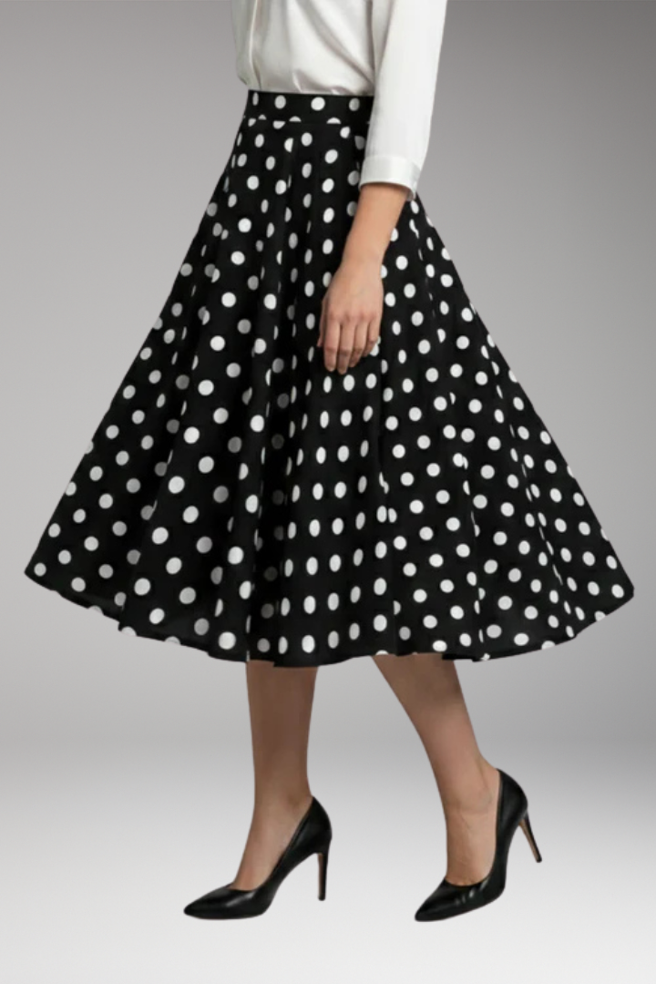 Women's Skirt with High Waist and Polka Dots