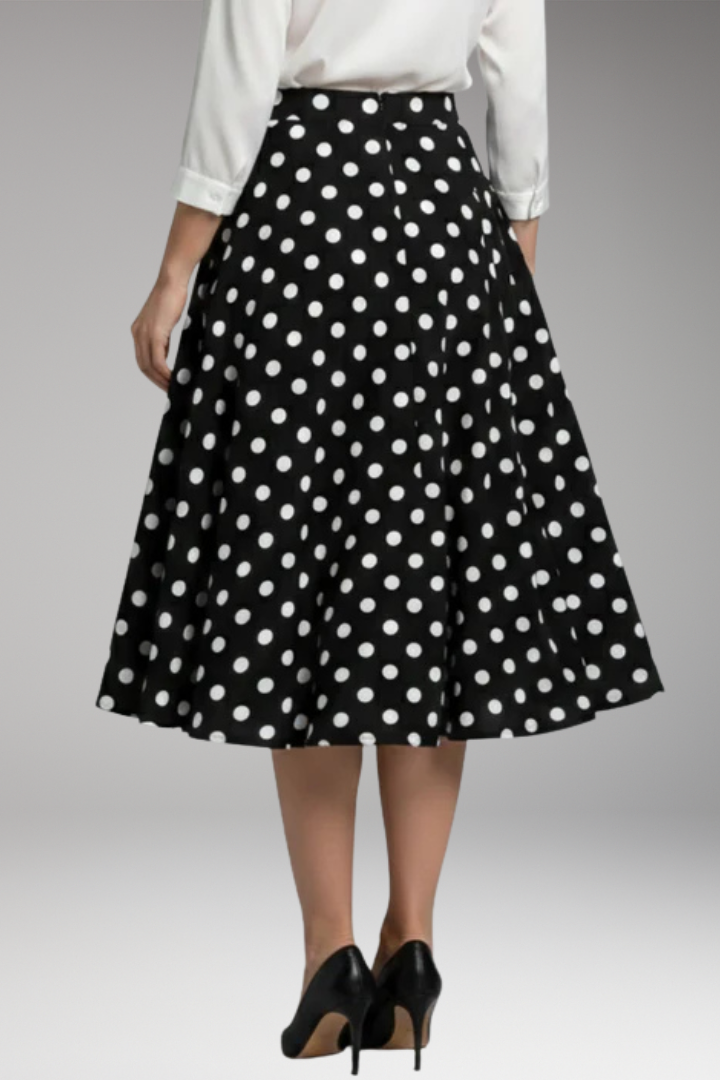Women's Skirt with High Waist and Polka Dots