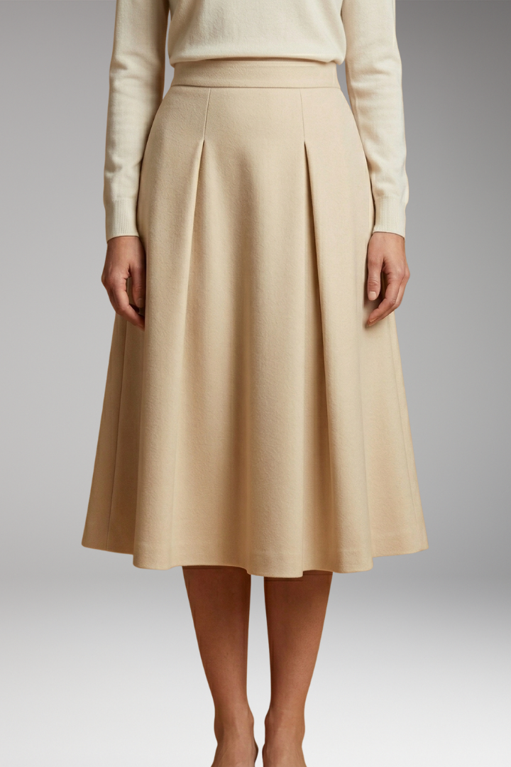 Women's Skirt with High Waist and Side Pockets
