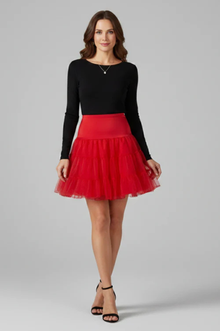 Women's Skirt with High Waist and Tiers