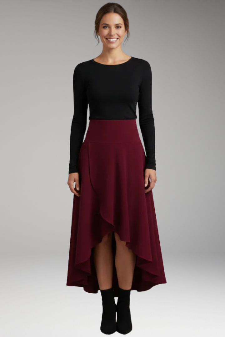 Women's Skirt with Pleated Design and Layered Hem